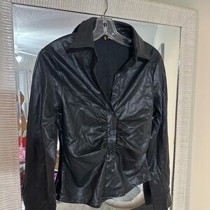 Faux leather women’s blouse